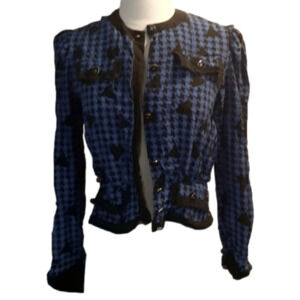 1980s Vintage Houndstooth Silk Blouse